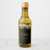 Luxe Cheers Mini Mousserende Wijn Label Goud Zwart Etiket (Voorkant)