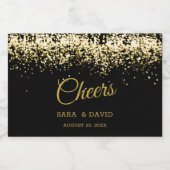 Luxe Cheers Mini Mousserende Wijn Label Goud Zwart Sparkling Wijnetiket (Enkel label)