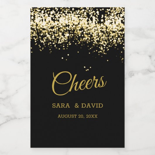 Luxe Cheers Mini Mousserende Wijn Label Goud Zwart Wijn Etiket (Enkel label)