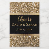 Luxe Cheers Mini Wijn Label Gouden Glitter Parels Etiket (Enkel label)