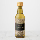 Luxe Cheers Mini Wijn Label Gouden Glitter Parels Etiket (Voorkant)