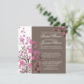 Luxe Cherry Blossom Brown Douche Invite Kaart (Staand voorkant)