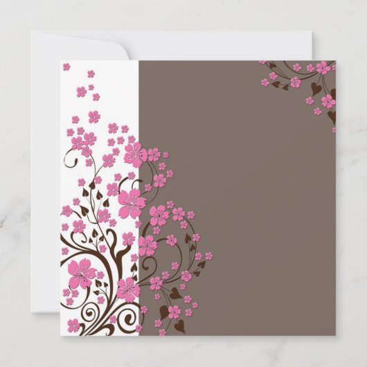 Luxe Cherry Blossom Brown Douche Invite Kaart (Achterkant)