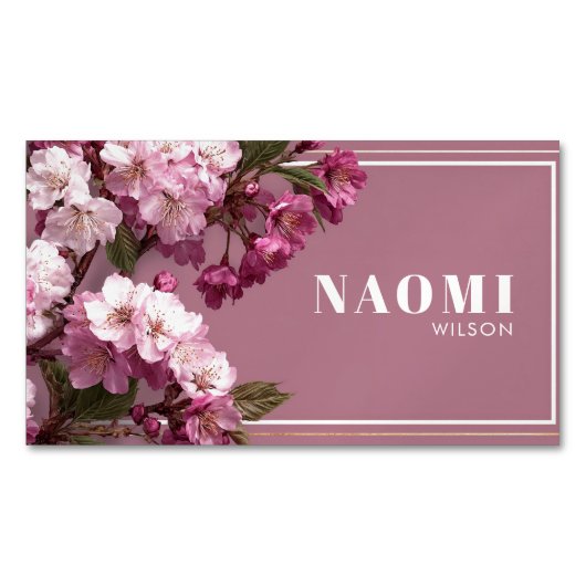 Luxe Cherry Blossom Gold Lijst Magnetisch Visitekaartje (Voorkant)