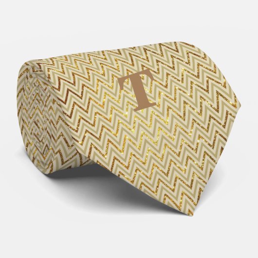 Luxe Chevron Glitter Goud Zwart Personaliseer Naam Stropdas (Opgerold)