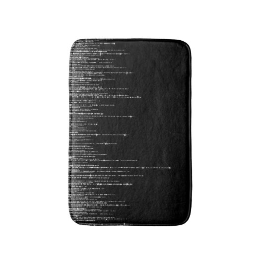 Luxe Chic Black Silver Sparkly Glitter Fringe Badmat (Voorkant Verticaal)