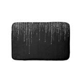 Luxe Chic Black Silver Sparkly Glitter Fringe Badmat (Voorkant)