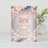 Luxe Chic Bloem,Slingerlichten 100ste Verjaardag Kaart (Staand voorkant)