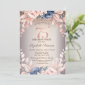 Luxe Chic Bloem,Slingerlichten 75e Verjaardag Kaart (Staand voorkant)