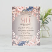 Luxe Chic Bloem,Slingerlichten 90ste Verjaardag Kaart (Staand voorkant)