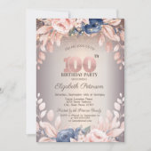 Luxe Chic Bloemen, String Lights 100e Verjaardag Kaart (Voorkant)