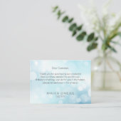 Luxe Chic Blue Bokeh dank u voor uw aankoop Visitekaartje (Staand voorkant)