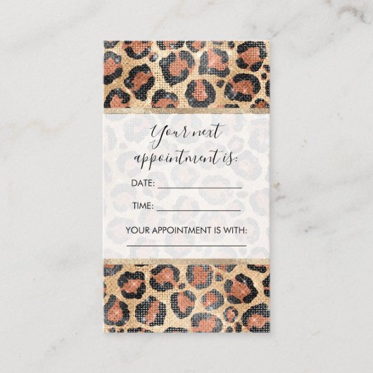 Luxe Chic Gold Black Leopard Animal Print Afsprakenkaartje (Voorkant)