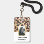Luxe Chic Gold Black Leopard Animal Print Badge (Voorzijde met lanyard)