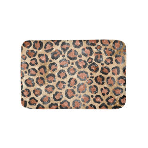 Luxe Chic Gold Black Leopard Animal Print Badmat
