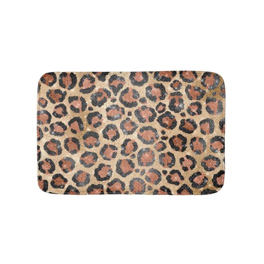Luxe Chic Gold Black Leopard Animal Print Badmat (Voorkant)