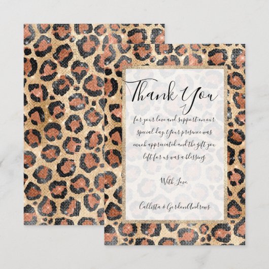 Luxe Chic Gold Black Leopard Animal Print Bedankkaart (Voorkant / Achterkant)
