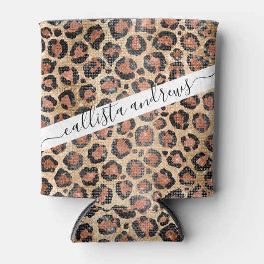 Luxe Chic Gold Black Leopard Animal Print Blikjeskoeler (Voorkant)