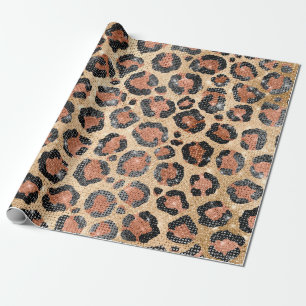 Luxe Chic Gold Black Leopard Animal Print Cadeaupapier