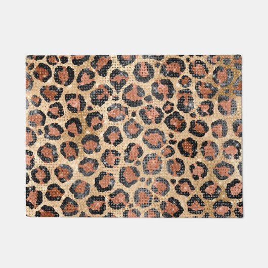 Luxe Chic Gold Black Leopard Animal Print Deurmat (Voorkant)