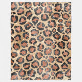Luxe Chic Gold Black Leopard Animal Print Fleece Deken (Voorkant)