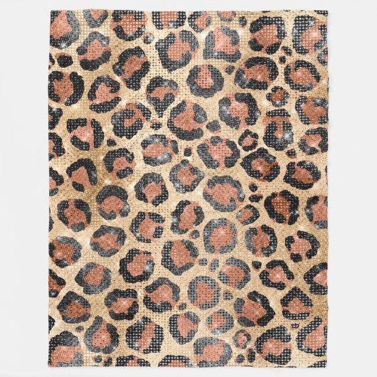 Luxe Chic Gold Black Leopard Animal Print Fleece Deken (Voorkant)