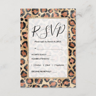 Luxe Chic Gold Black Leopard Animal Print Informatiekaartje