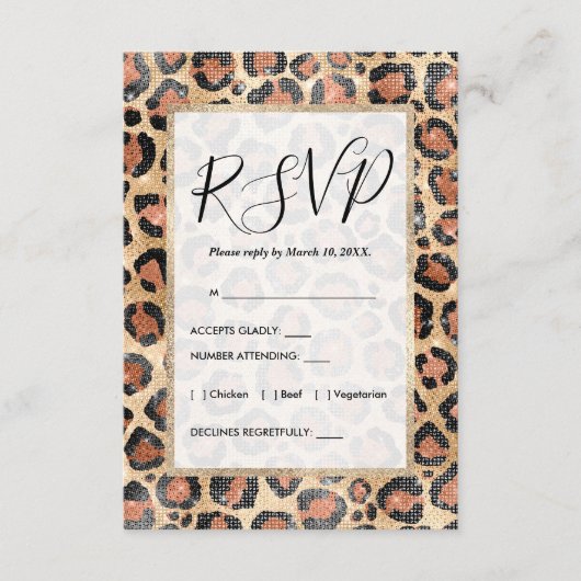 Luxe Chic Gold Black Leopard Animal Print Informatiekaartje (Voorkant)