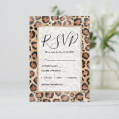Luxe Chic Gold Black Leopard Animal Print Informatiekaartje (Staand voorkant)