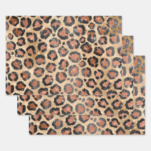 Luxe Chic Gold Black Leopard Animal Print Inpakpapier Vel