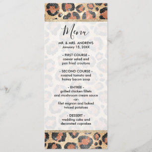 Luxe Chic Gold Black Leopard Animal Print Menu