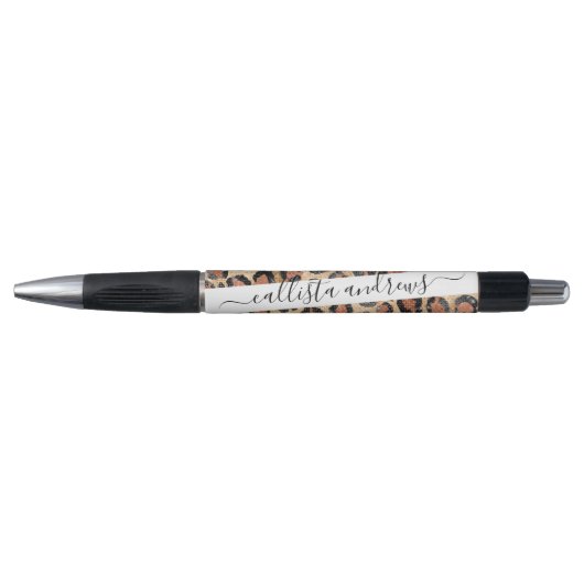 Luxe Chic Gold Black Leopard Animal Print Pen (Voorkant)