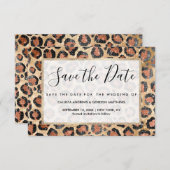 Luxe Chic Gold Black Leopard Animal Print Save The Date (Voorkant / Achterkant)
