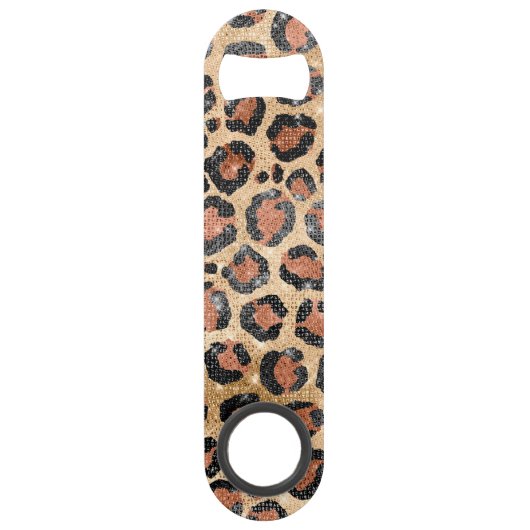 Luxe Chic Gold Black Leopard Animal Print Speed Flessenopener (Achterkant)