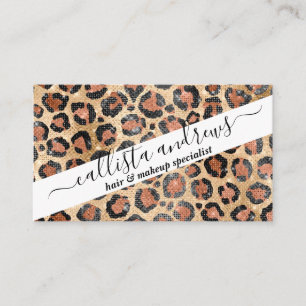 Luxe Chic Gold Black Leopard Animal Print Visitekaartje
