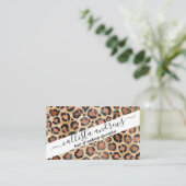 Luxe Chic Gold Black Leopard Animal Print Visitekaartje (Staand voorkant)