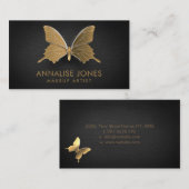 Luxe Chic Gold Butterfly op zwarte plaat Visitekaartje (Voorkant / Achterkant)