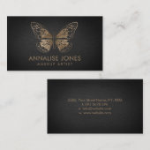 Luxe Chic Gold Butterfly op zwarte plaat Visitekaartje (Voorkant / Achterkant)