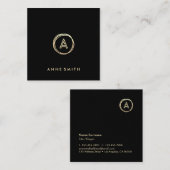 Luxe Chic Gold Circle Modern Monogram zwart Vierkante Visitekaartje (Voorkant / Achterkant)