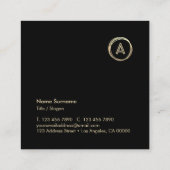 Luxe Chic Gold Circle Modern Monogram zwart Vierkante Visitekaartje (Achterkant)