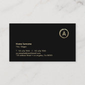 Luxe Chic Gold Circle Modern Monogram zwart Visitekaartje (Achterkant)
