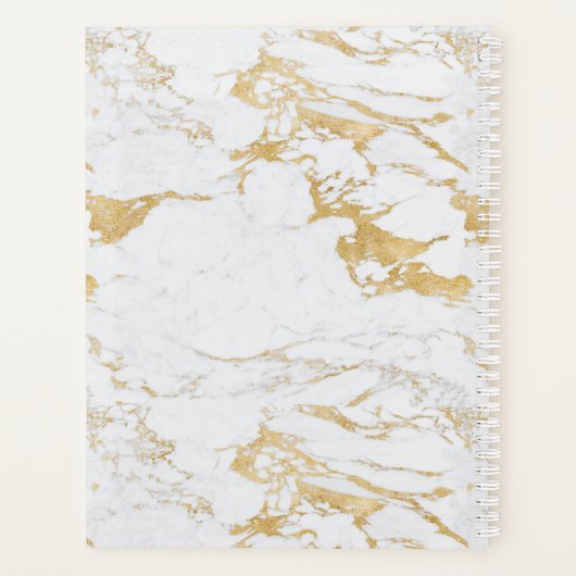 Luxe Chic Gold Folie Marmer Monogram Planner (Achterkant)