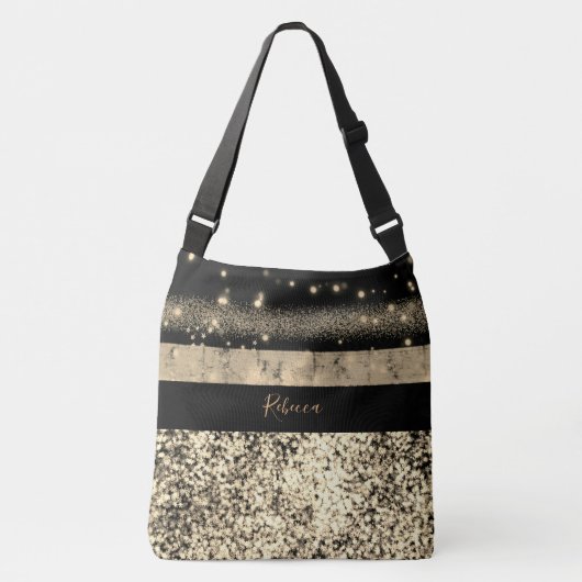Luxe Chic Gold Glitter Signature Monogram Crossbody Tas (Voorkant)