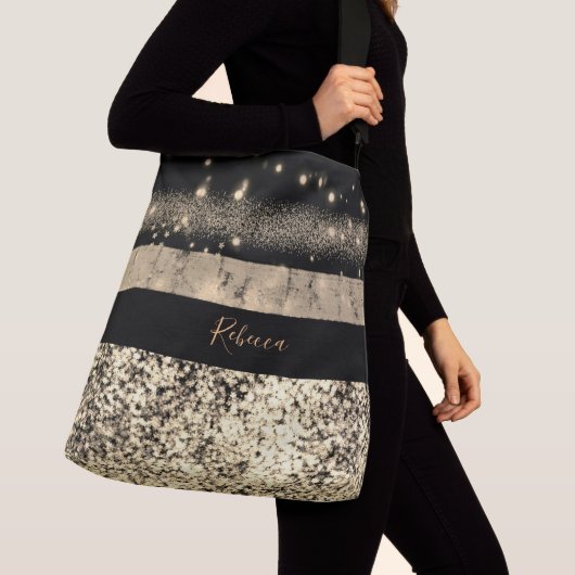 Luxe Chic Gold Glitter Signature Monogram Crossbody Tas (Dichtbij)