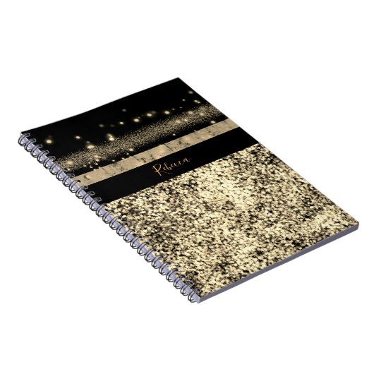 Luxe Chic Gold Glitter Signature Monogram Notitieboek (Rechterzijde)