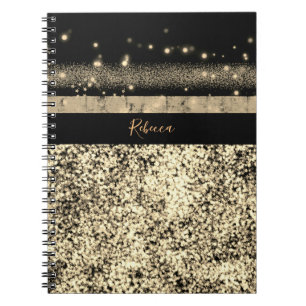 Luxe Chic Gold Glitter Signature Monogram Notitieboek