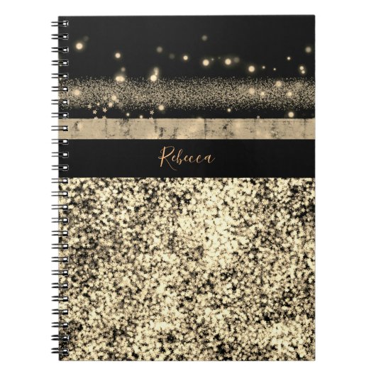 Luxe Chic Gold Glitter Signature Monogram Notitieboek (Voorkant)