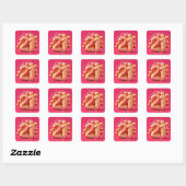 Luxe chic goud en roze 21e verjaardag vierkante sticker (Vel)