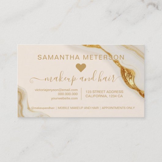 Luxe Chic Goud Marmeren Make-up 10 Klantenkaartje (Achterkant)