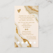 Luxe Chic Marble Gold Folie Dank u Bestelling Visitekaartje (Achterkant)